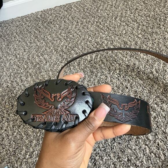 Vintage Trans Am Firebird Pontiac Leather Belt Tooled 38-42” Waist Black - Picture 5 of 6